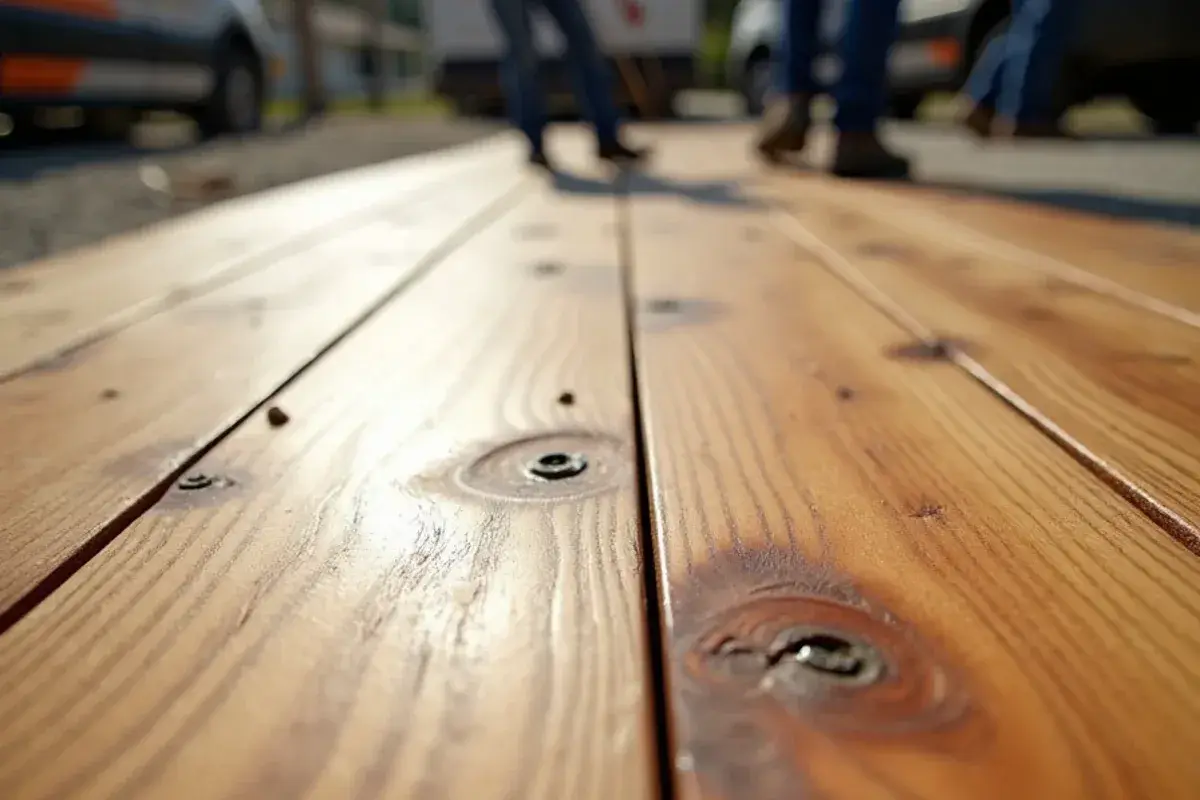 Close-up of tight-grained heart pine floorboards in an old house in St. Augustine, FL