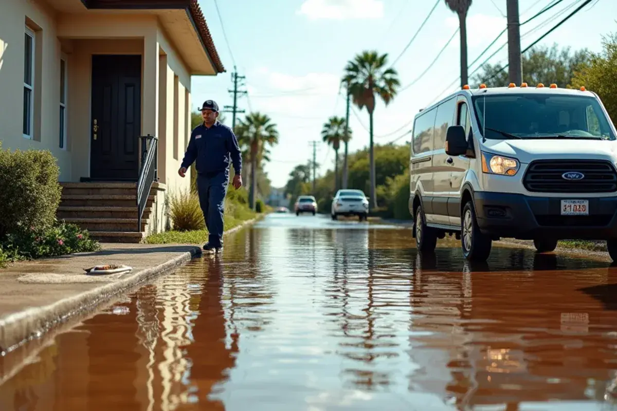 Floodwater reaching the front steps of a home on a low street in St. Augustine, FL