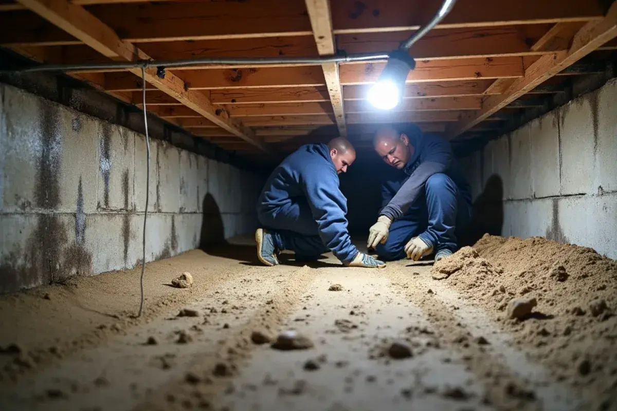 Damp crawlspace under an older raised frame house in Baldwin, FL