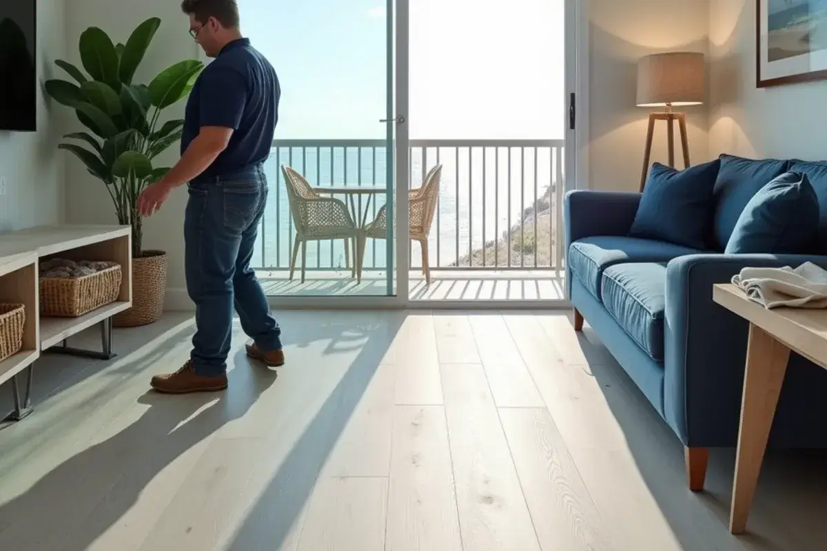 Waterproof vinyl plank in an oceanside condo on Amelia Island in Nassau County, FL