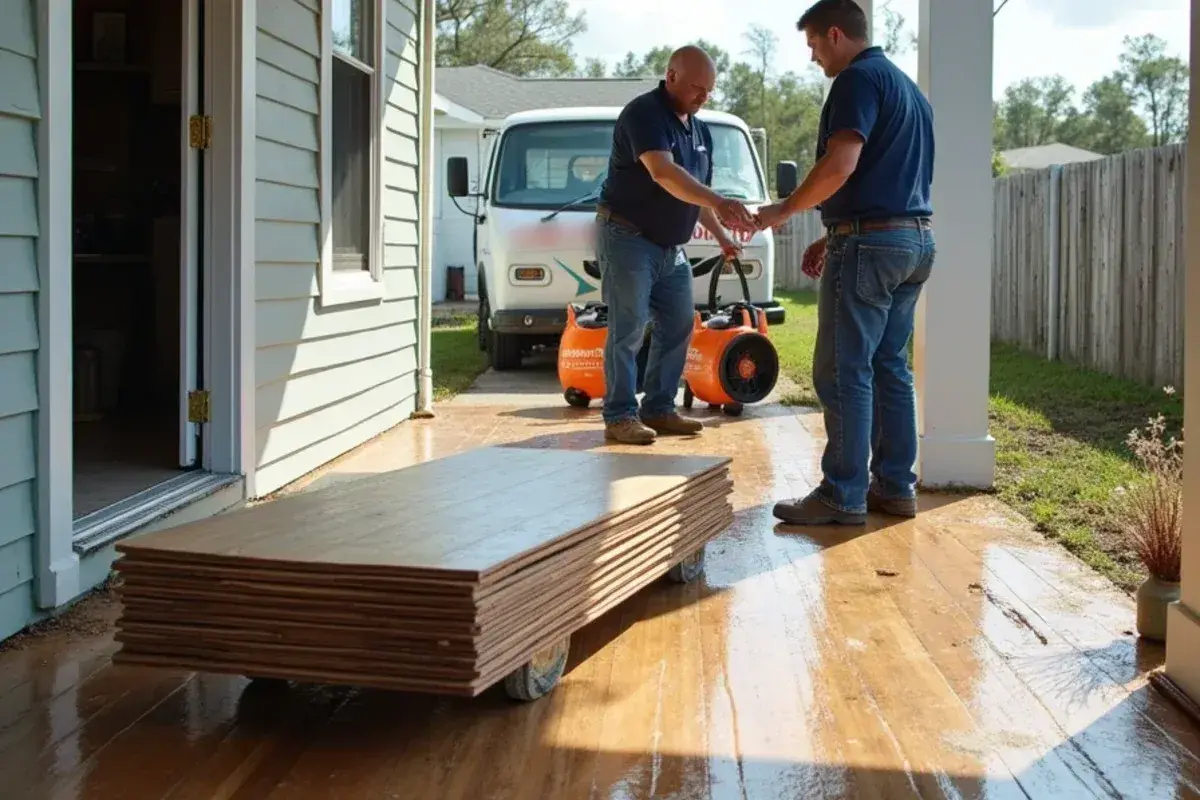 Water-damaged flooring pulled from a low-lying home near the bayfront in St. Augustine, FL