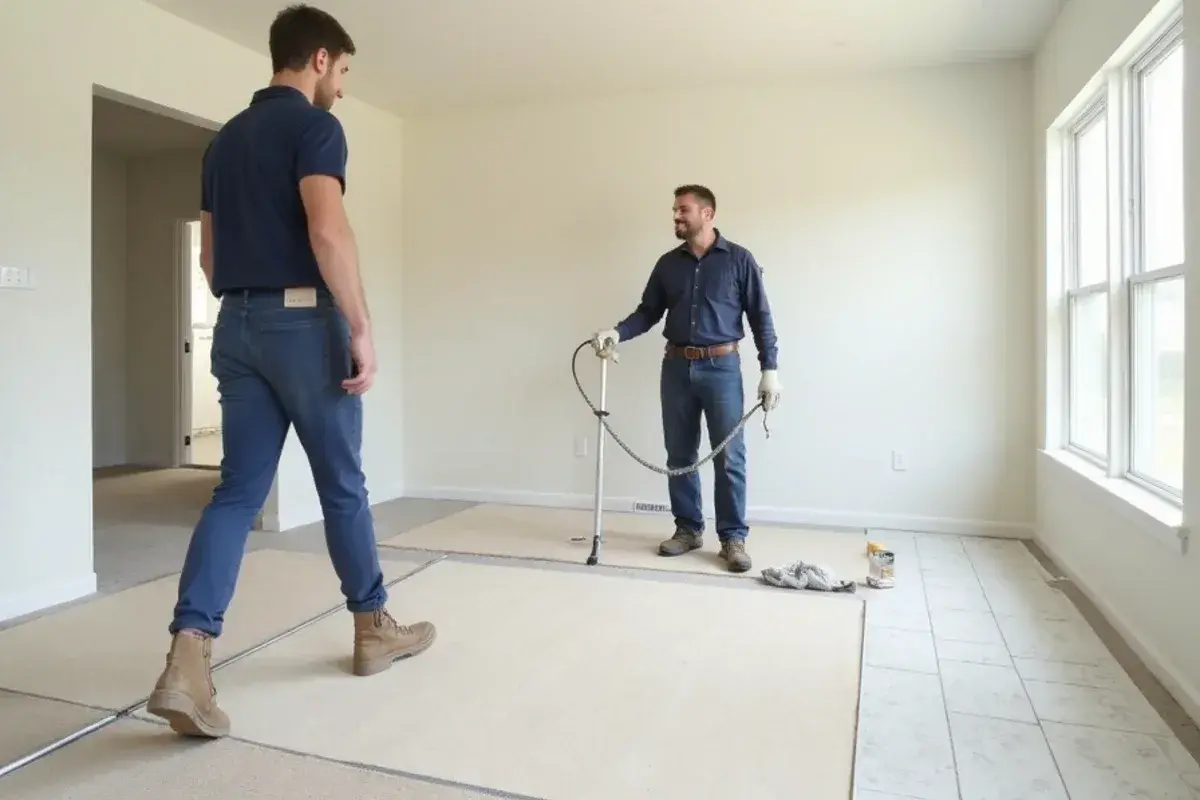 Builder carpet and small ceramic tile in a new home before an upgrade in St. Johns, FL